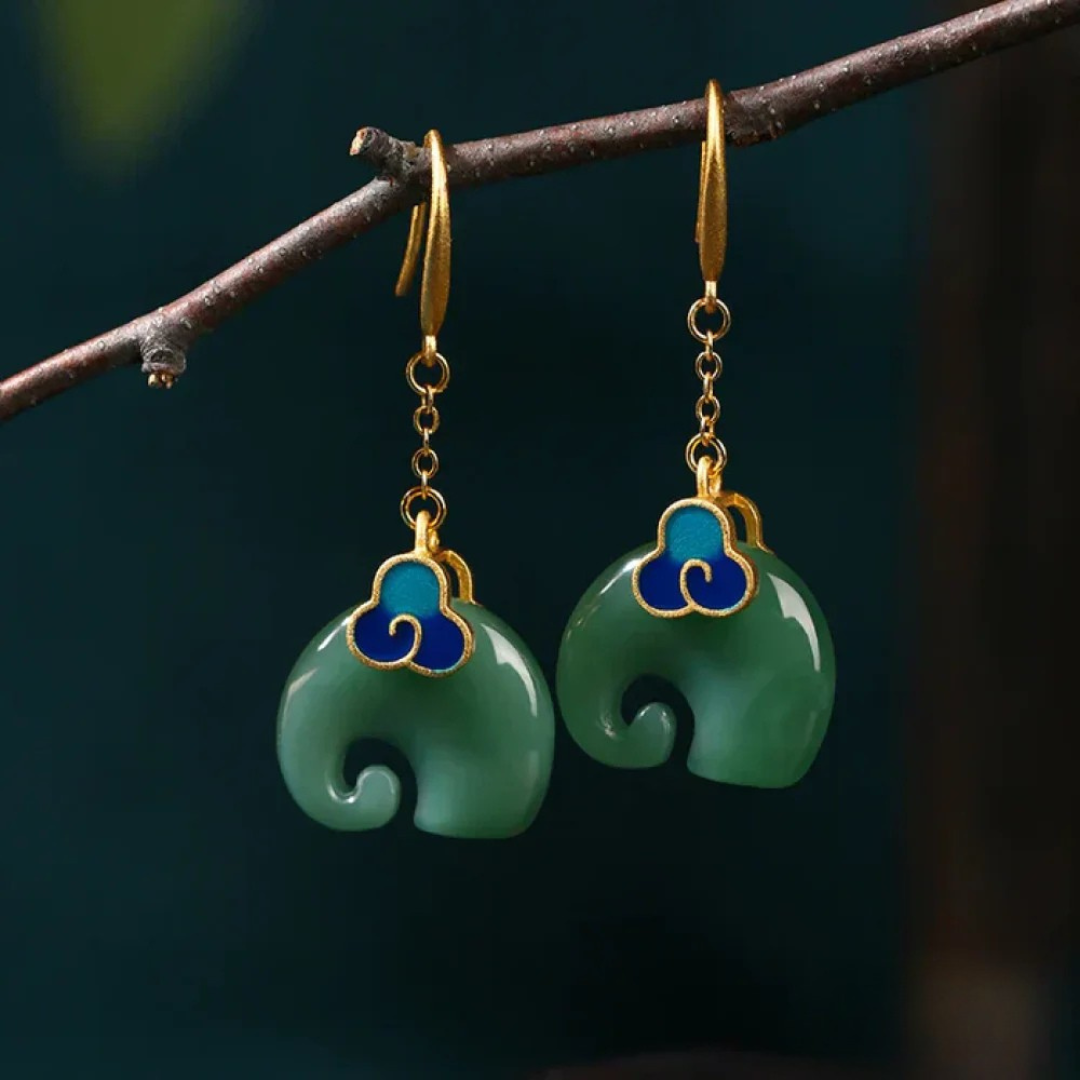 Pendientes Retro Verdes de Elefante
