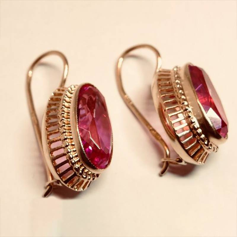 Pendientes Vintage con Cristal Rosa
