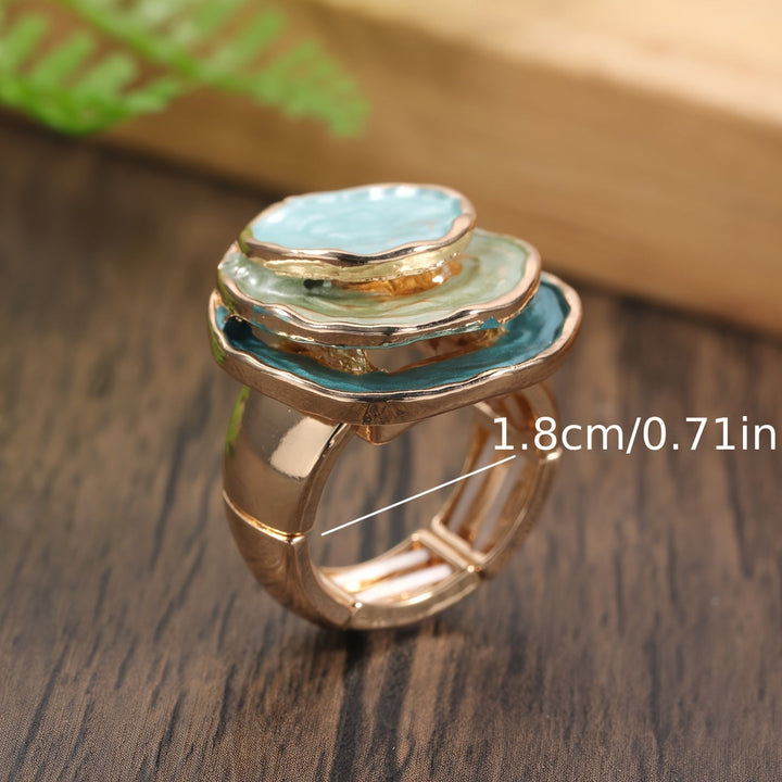Pierścionek boho z emalią w trzech warstwach