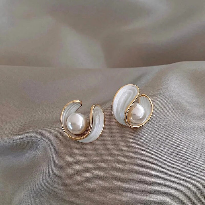 Kolczyki Antoinette Luxe Białe Opale