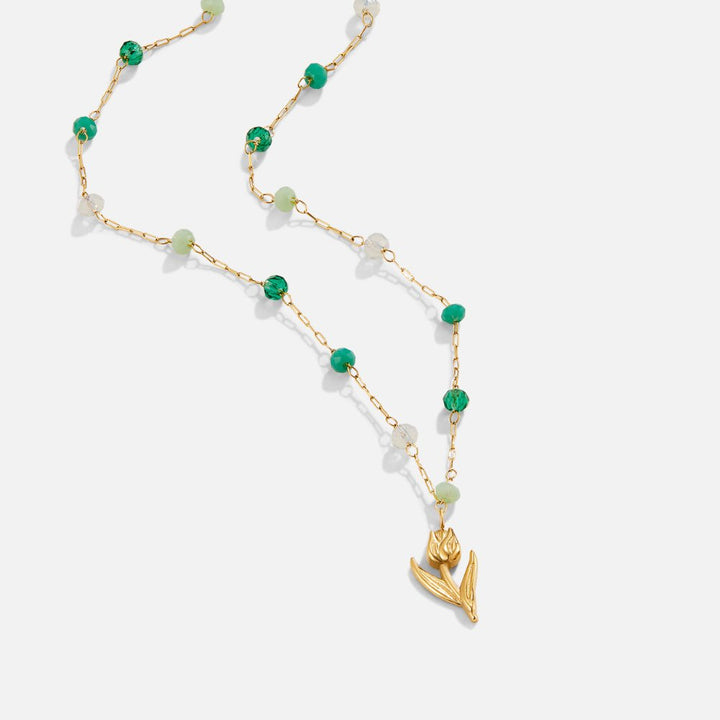 Collar de Perlas de Tulipanes Dorados
